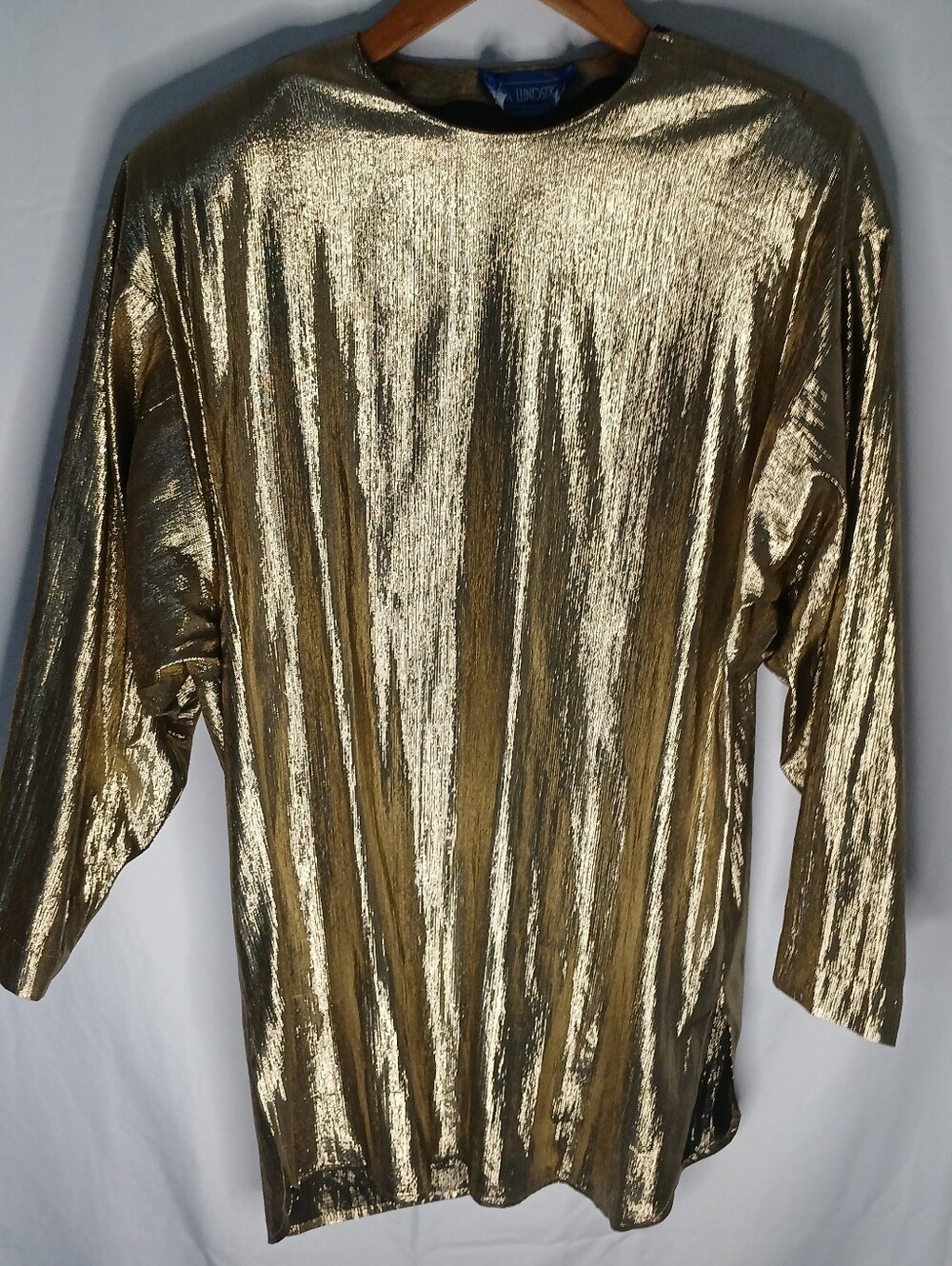 Linda Lundstrom Metallic Gold Long Sleeve Top